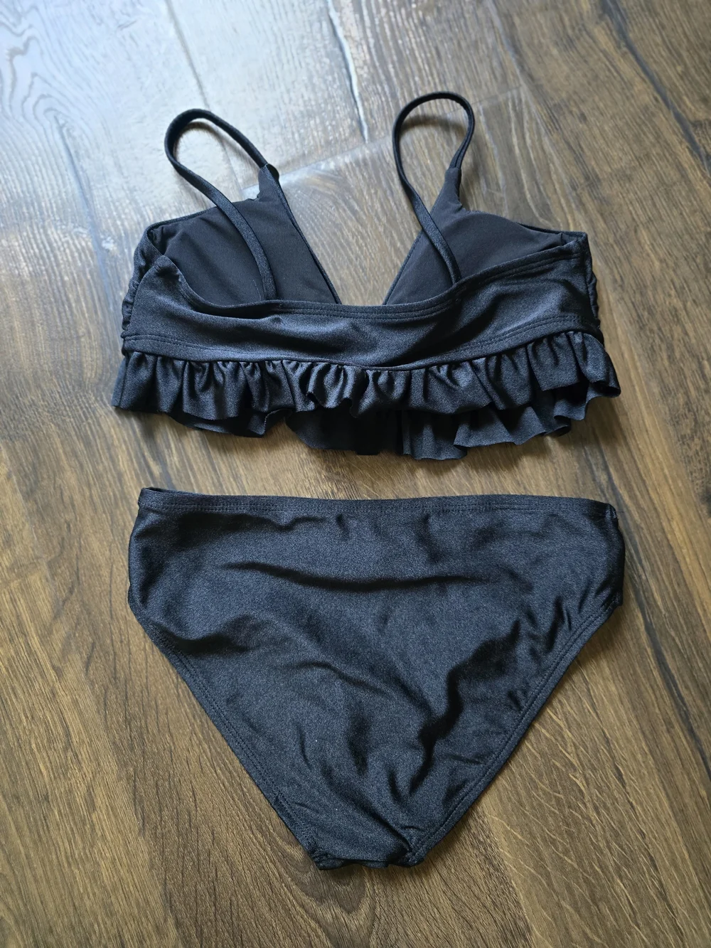 Chelsea & Violet Black Ruffle Bralette Bikini Set